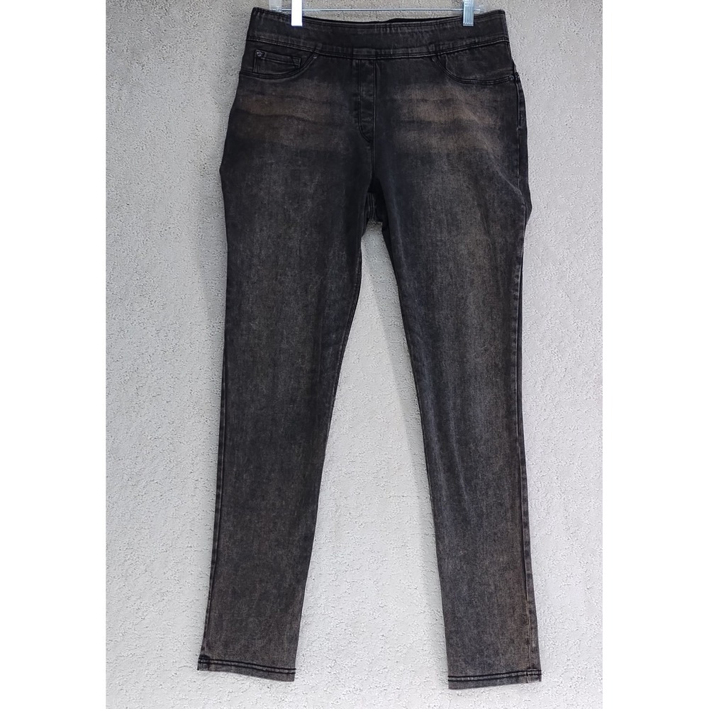 Luxe Denim Jeans Womens L 14-16 Skinny Cuff 4 Way Stretch Slim Washed Black